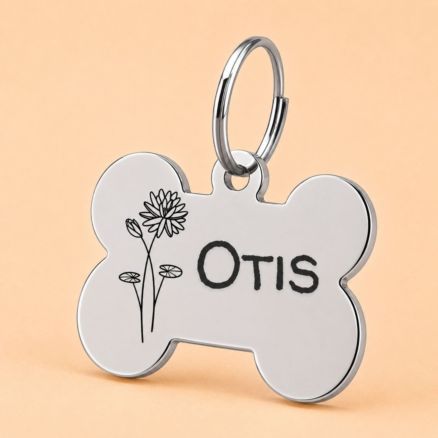 Birth Flower Dog Tag - Water Lily Birth Flower Dog Tag, July