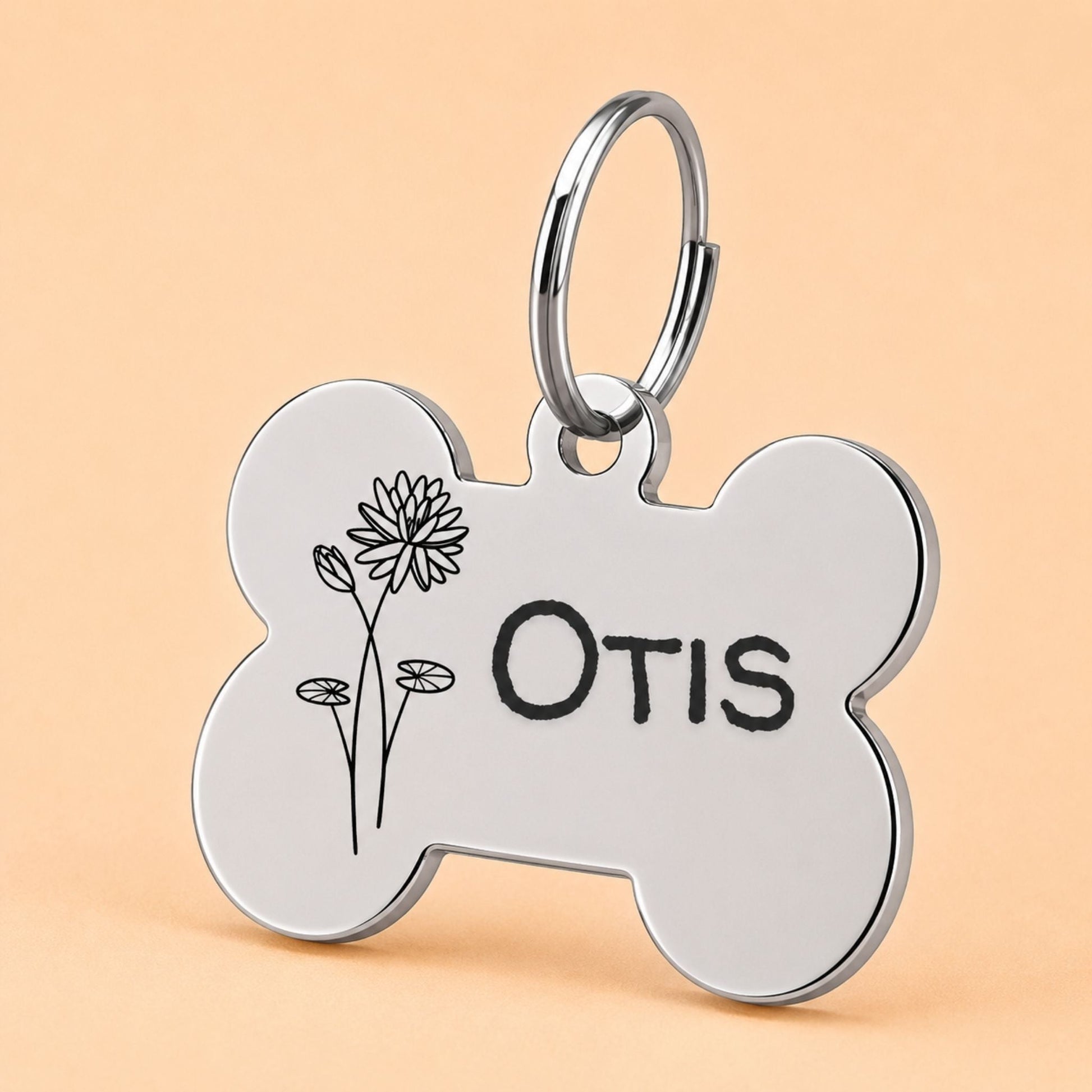 Birth Flower Dog Tag - Water Lily Birth Flower Dog Tag, July