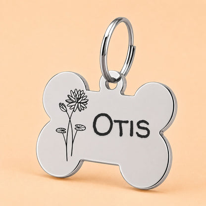 Birth Flower Dog Tag - Water Lily Birth Flower Dog Tag, July