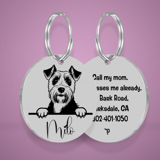 Breed Dog Tag - Airedale Terrier Unique Dog Tag with Peek-a-Boo Portrait