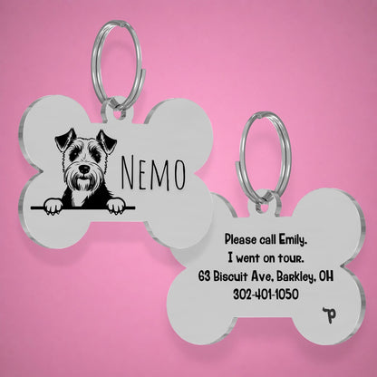 Breed Dog Tag - Airedale Terrier Unique Dog Tag with Peek-a-Boo Portrait