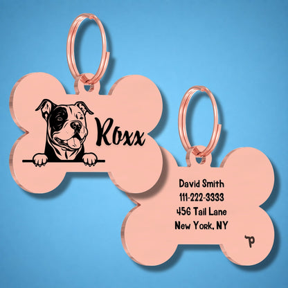 Breed Dog Tag - American Bully Unique Dog Tag with Peek-a-Boo Portrait