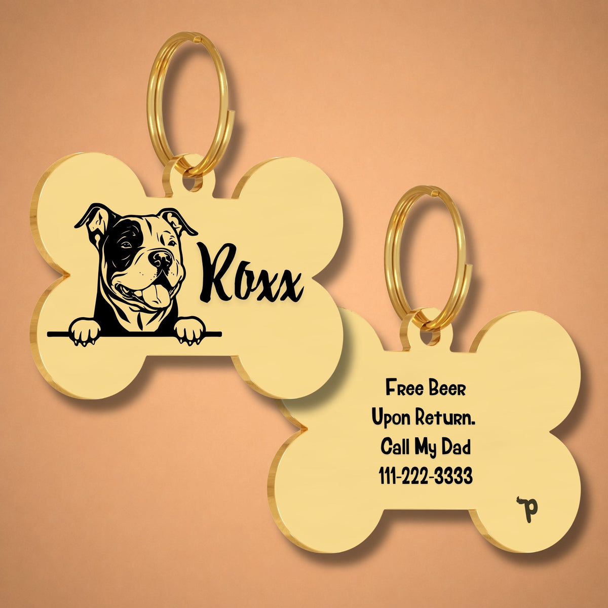 Breed Dog Tag - American Bully Unique Dog Tag with Peek-a-Boo Portrait