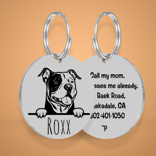 Breed Dog Tag - American Bully Unique Dog Tag with Peek-a-Boo Portrait