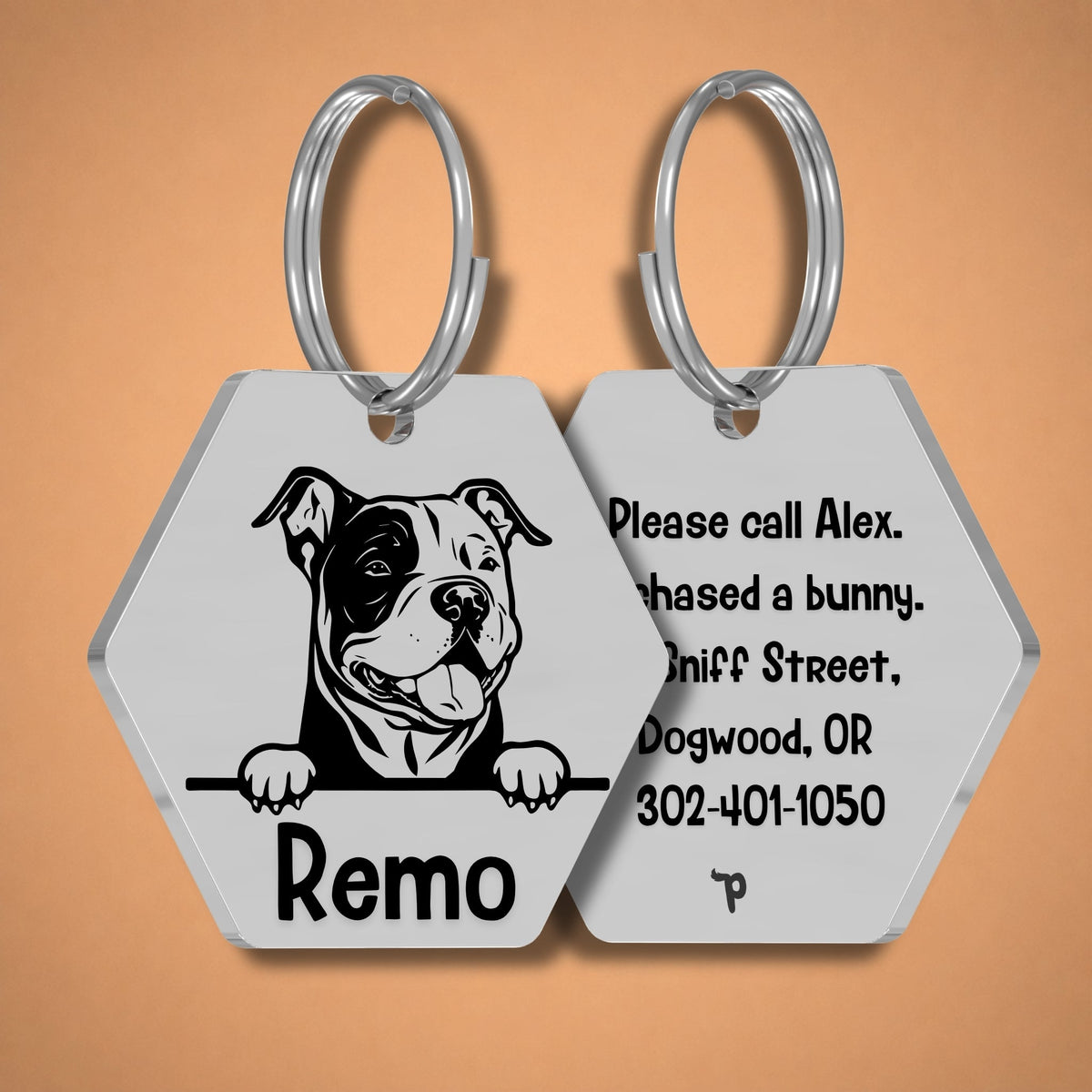 Breed Dog Tag - American Bully Unique Dog Tag with Peek-a-Boo Portrait