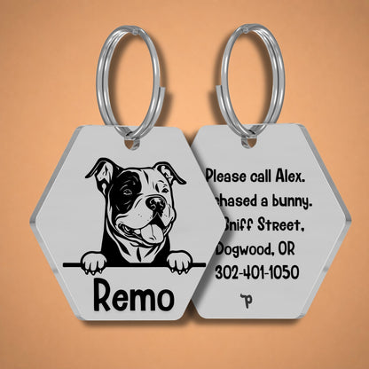 Breed Dog Tag - American Bully Unique Dog Tag with Peek-a-Boo Portrait