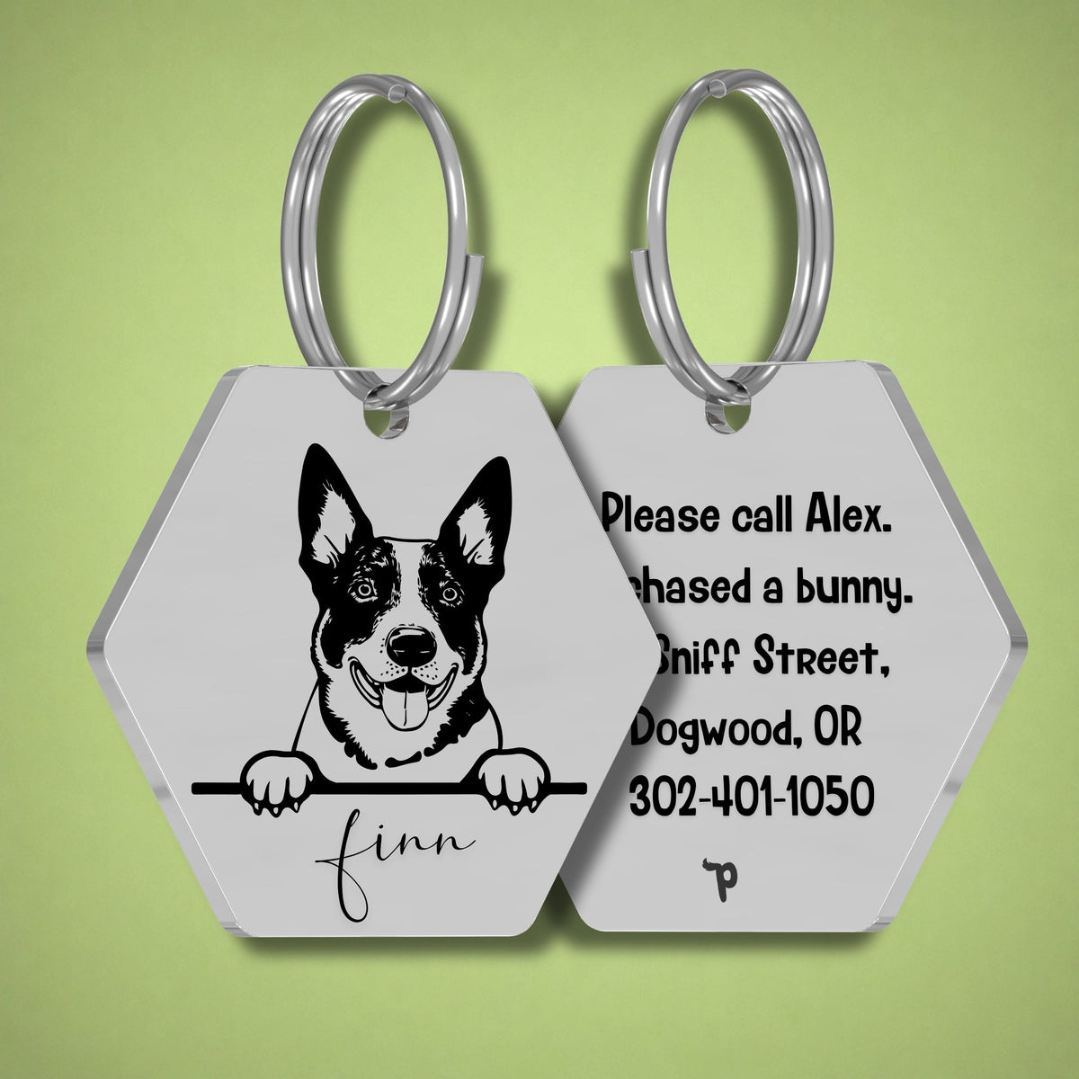 Breed Dog Tag - Australian Cattle Unique Dog Tag with Peek-a-Boo Portrait