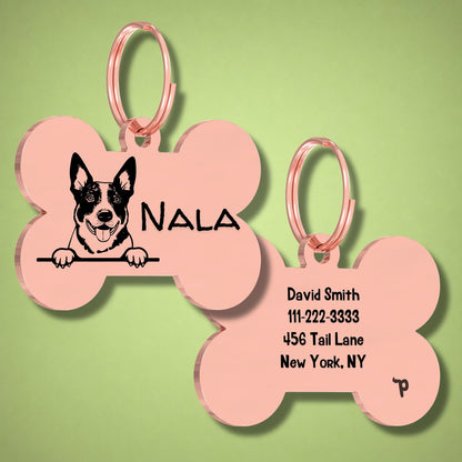 Breed Dog Tag - Australian Cattle Unique Dog Tag with Peek-a-Boo Portrait