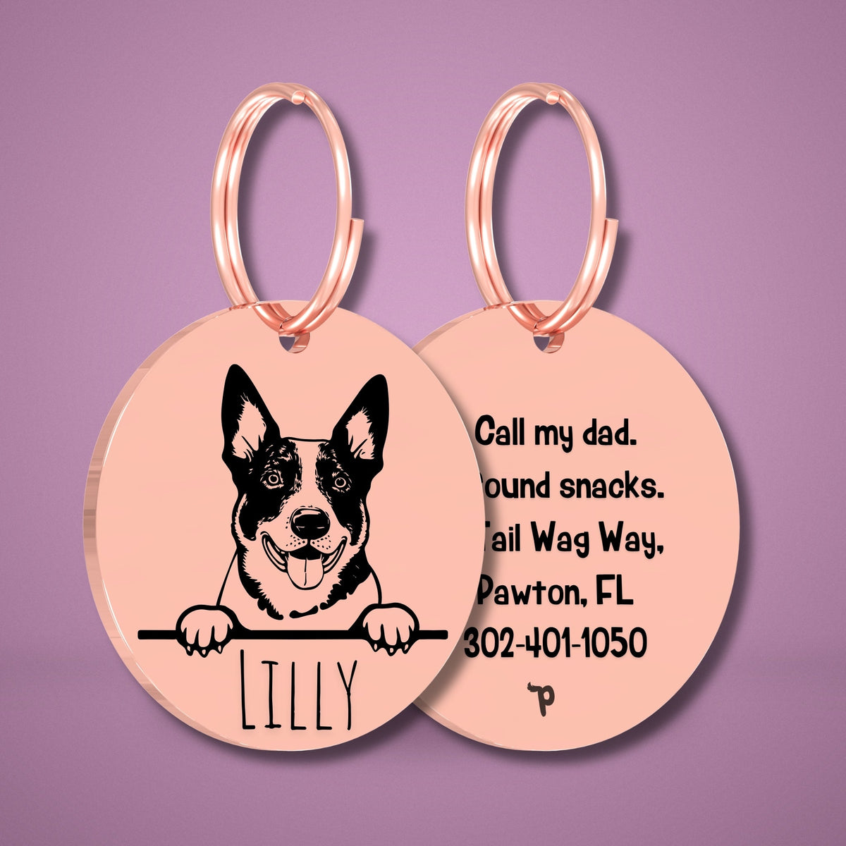 Breed Dog Tag - Australian Cattle Unique Dog Tag with Peek-a-Boo Portrait