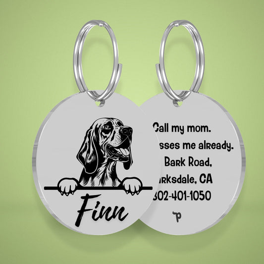 Breed Dog Tag - Bloodhound Unique Dog Tag with Peek-a-Boo Portrait