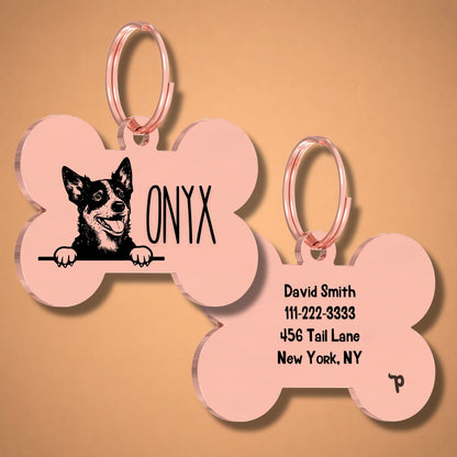 Breed Dog Tag - Blue Heeler Unique Dog Tag with Peek-a-Boo Portrait