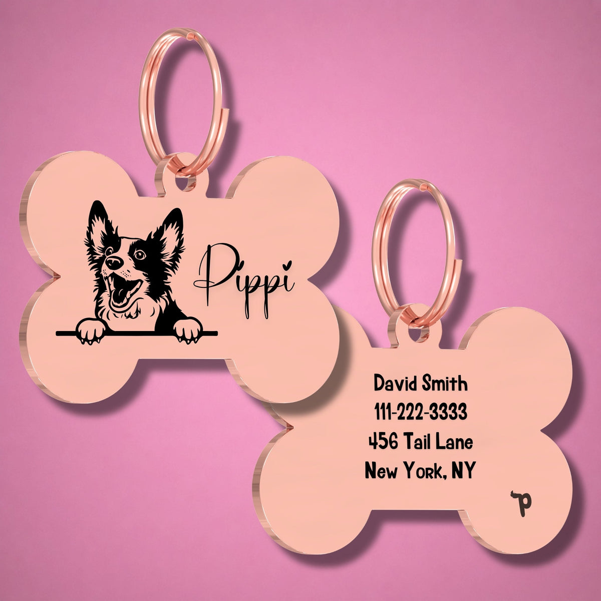 Breed Dog Tag - Bobtail Unique Dog Tag with Peek-a-Boo Portrait
