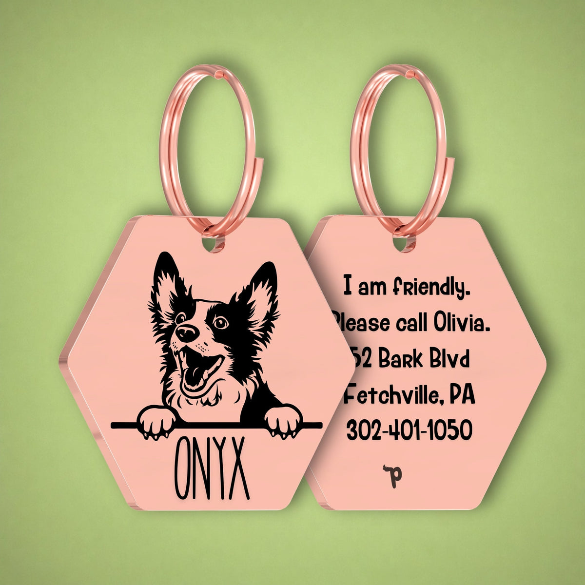 Breed Dog Tag - Bobtail Unique Dog Tag with Peek-a-Boo Portrait