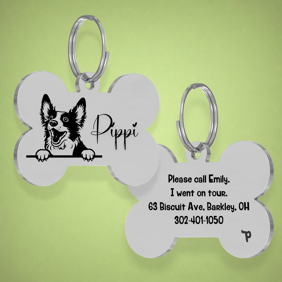 Breed Dog Tag - Bobtail Unique Dog Tag with Peek-a-Boo Portrait