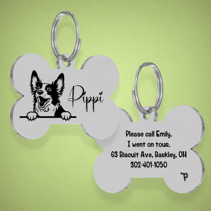 Breed Dog Tag - Bobtail Unique Dog Tag with Peek-a-Boo Portrait