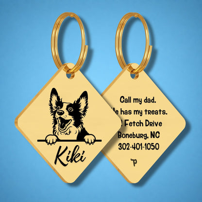 Breed Dog Tag - Bobtail Unique Dog Tag with Peek-a-Boo Portrait