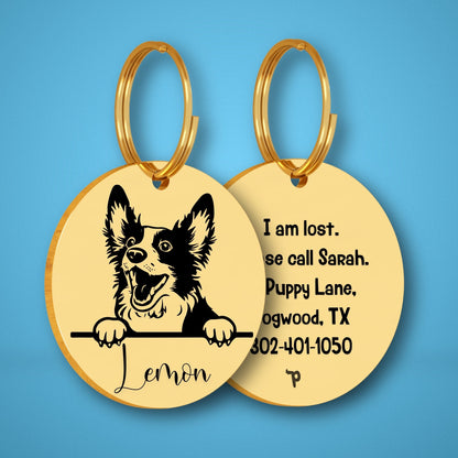 Breed Dog Tag - Bobtail Unique Dog Tag with Peek-a-Boo Portrait