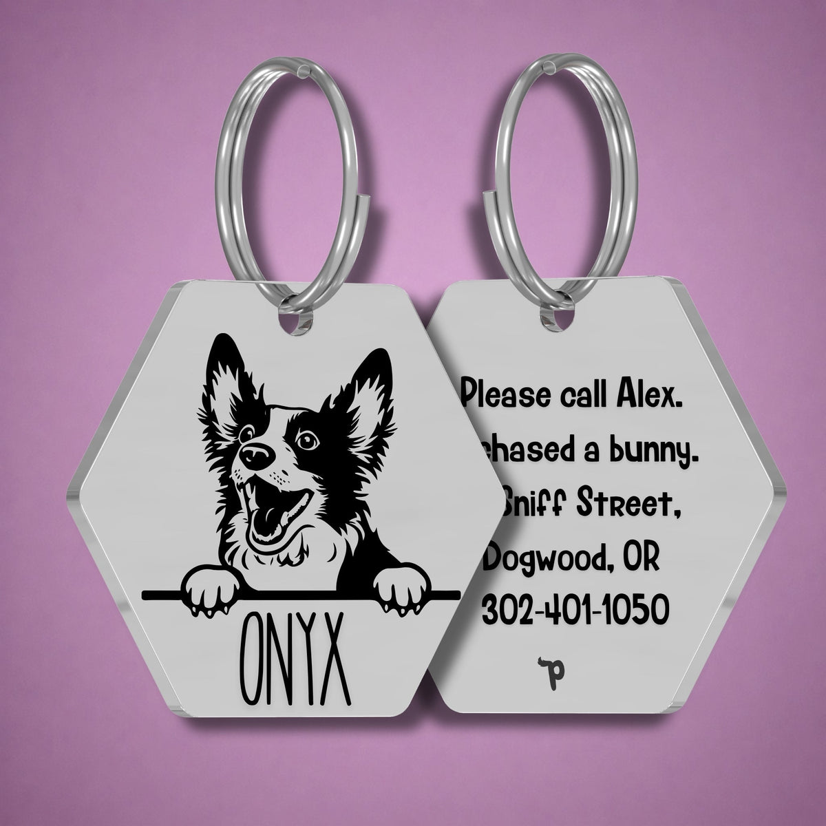 Breed Dog Tag - Bobtail Unique Dog Tag with Peek-a-Boo Portrait