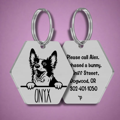 Breed Dog Tag - Bobtail Unique Dog Tag with Peek-a-Boo Portrait