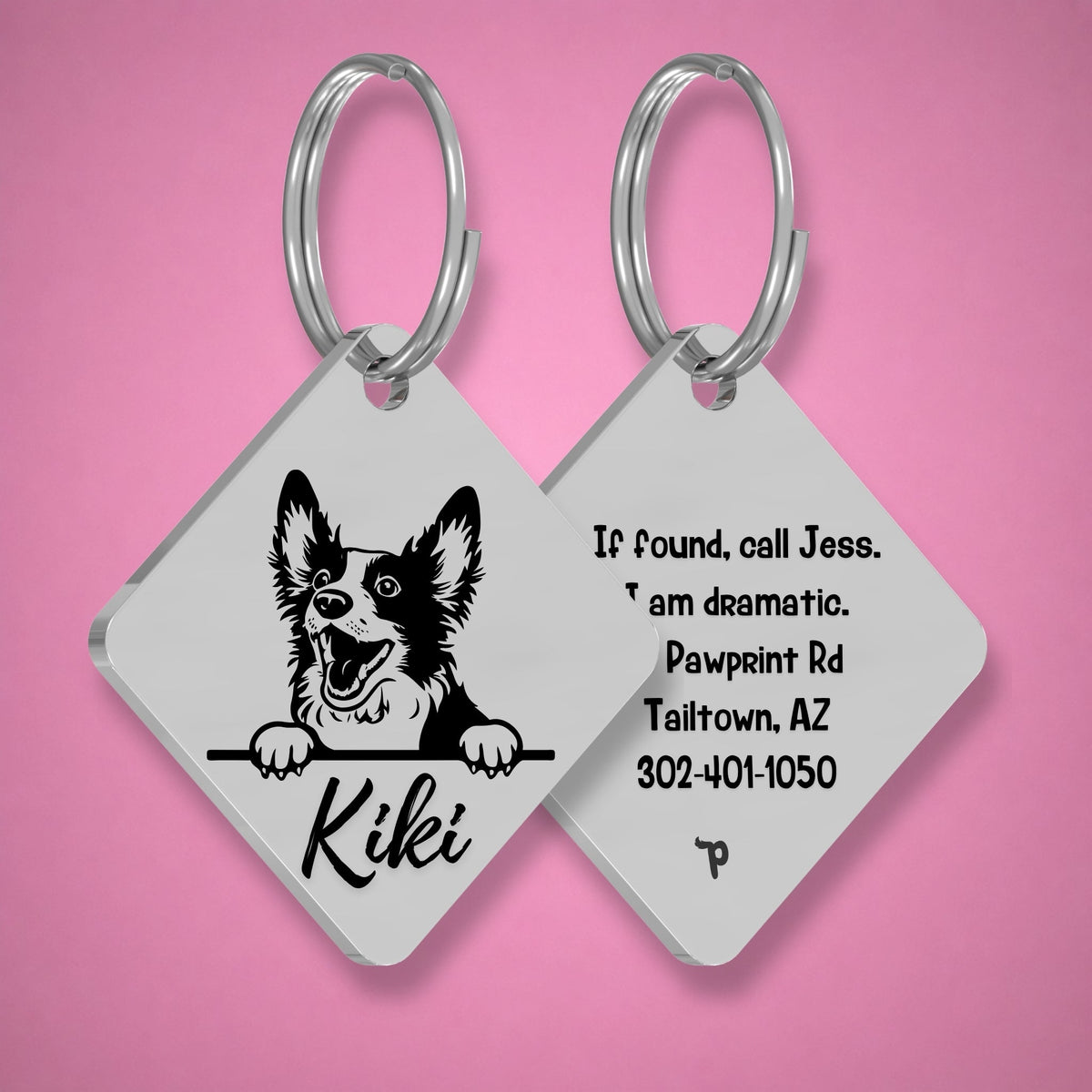 Breed Dog Tag - Bobtail Unique Dog Tag with Peek-a-Boo Portrait