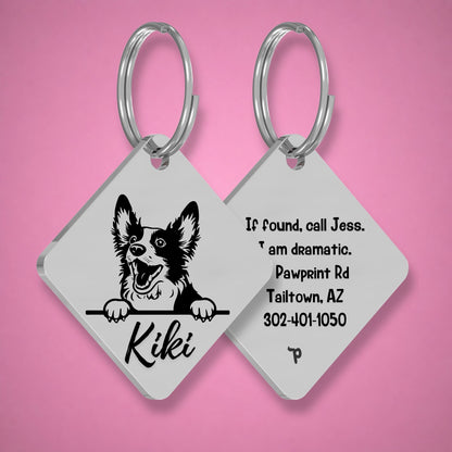 Breed Dog Tag - Bobtail Unique Dog Tag with Peek-a-Boo Portrait