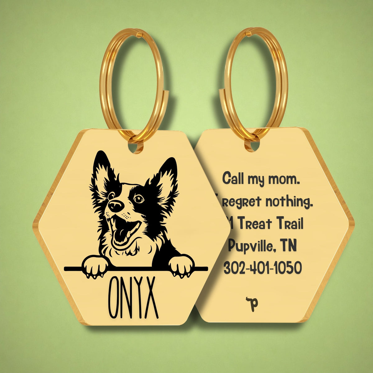 Breed Dog Tag - Bobtail Unique Dog Tag with Peek-a-Boo Portrait