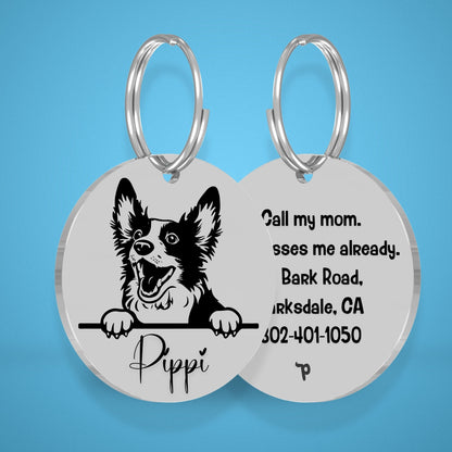 Breed Dog Tag - Bobtail Unique Dog Tag with Peek-a-Boo Portrait