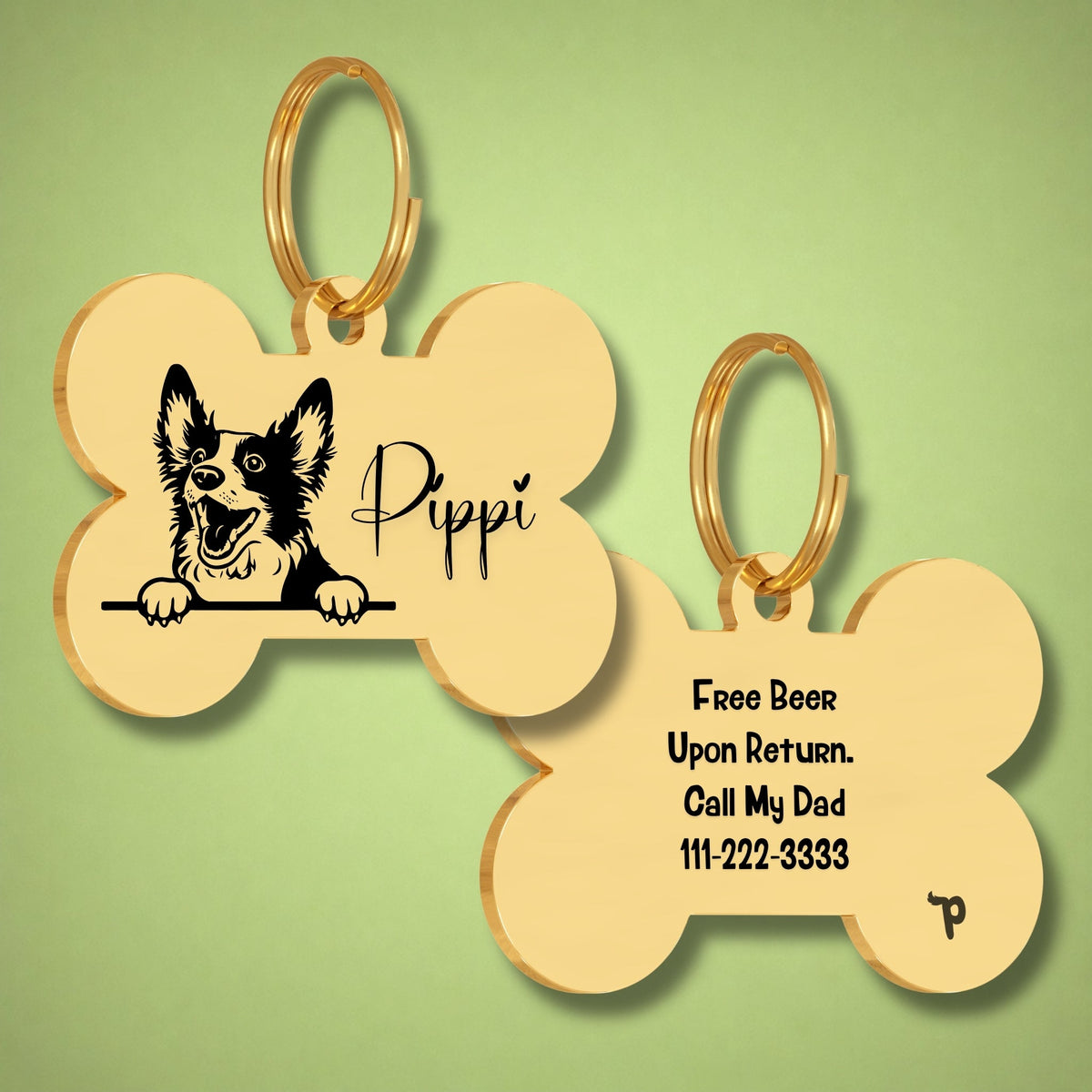 Breed Dog Tag - Bobtail Unique Dog Tag with Peek-a-Boo Portrait