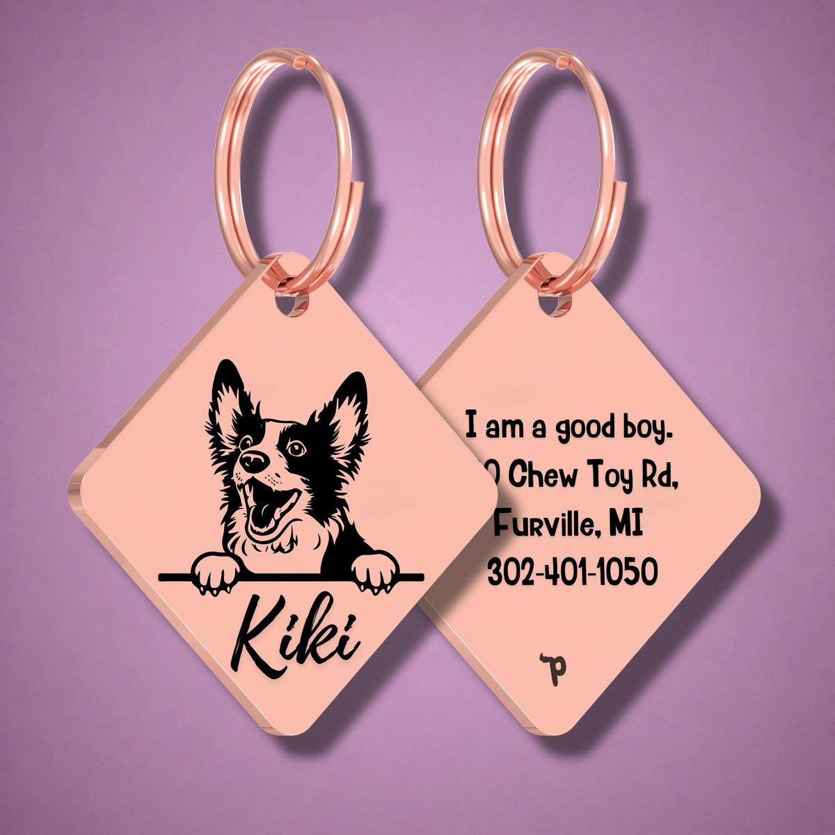 Breed Dog Tag - Bobtail Unique Dog Tag with Peek-a-Boo Portrait