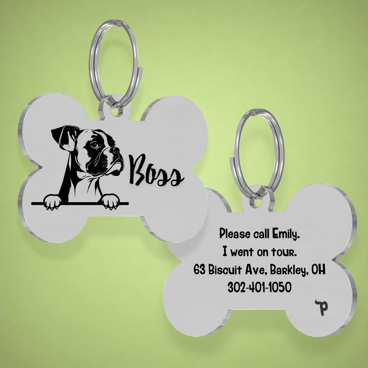 Breed Dog Tag - Boxer Unique Dog Tag with Peek-a-Boo Portrait