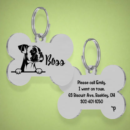 Breed Dog Tag - Boxer Unique Dog Tag with Peek-a-Boo Portrait