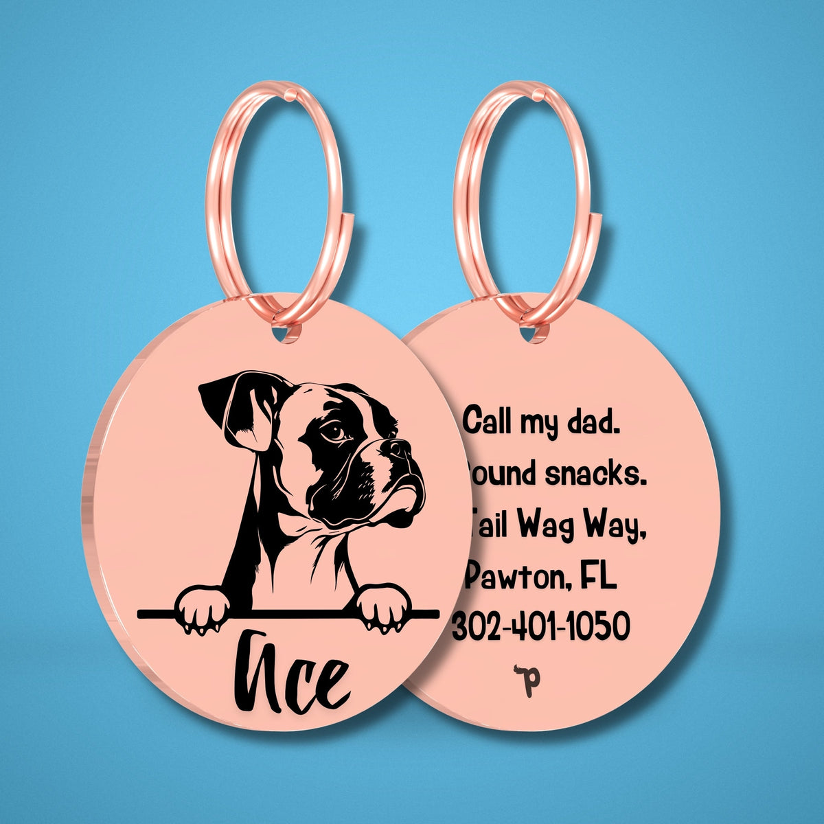 Breed Dog Tag - Boxer Unique Dog Tag with Peek-a-Boo Portrait