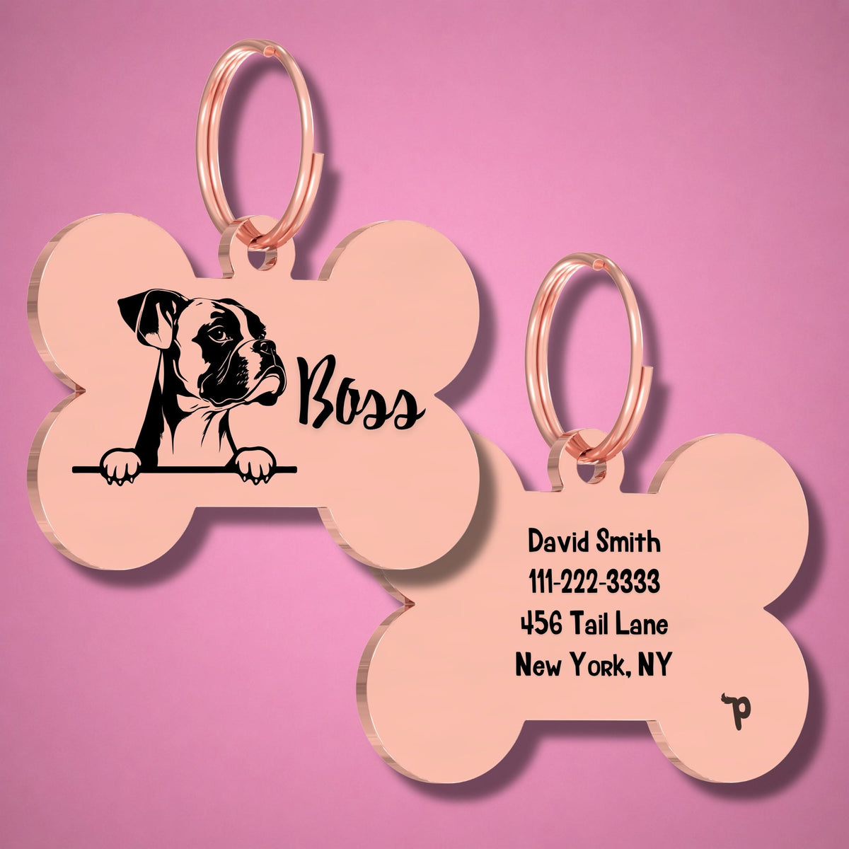 Breed Dog Tag - Boxer Unique Dog Tag with Peek-a-Boo Portrait