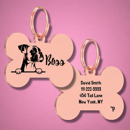 Breed Dog Tag - Boxer Unique Dog Tag with Peek-a-Boo Portrait