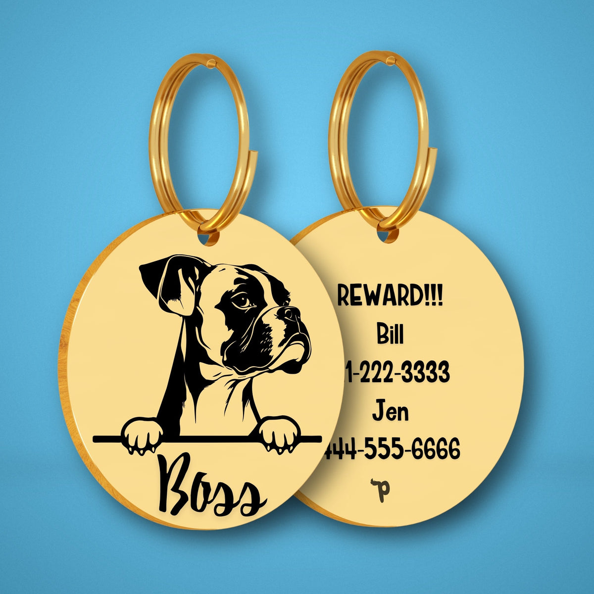 Breed Dog Tag - Boxer Unique Dog Tag with Peek-a-Boo Portrait