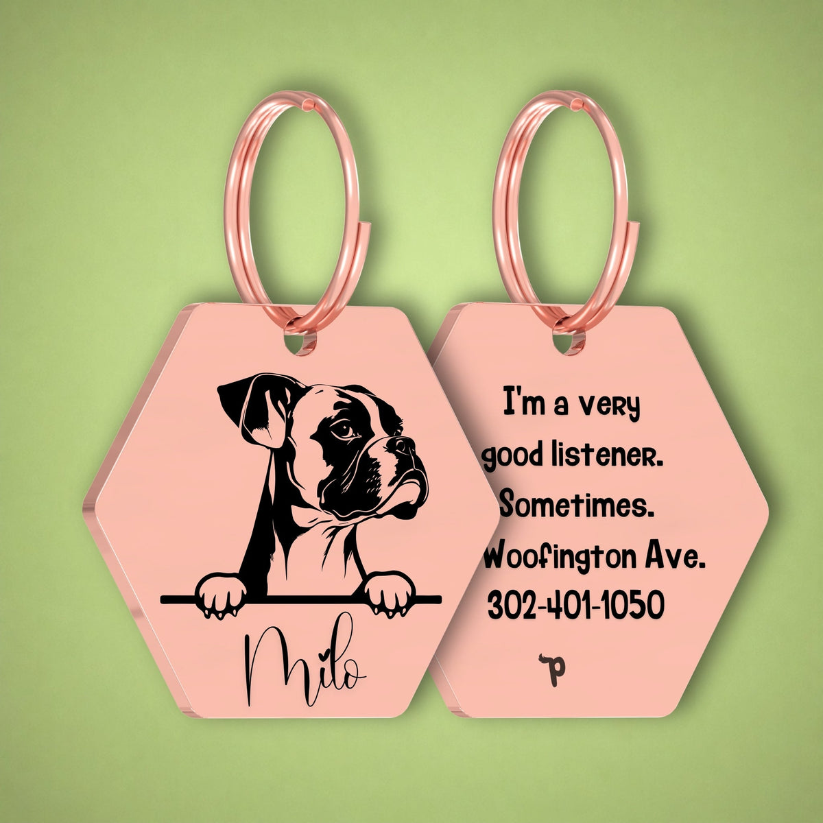 Breed Dog Tag - Boxer Unique Dog Tag with Peek-a-Boo Portrait