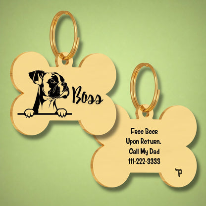 Breed Dog Tag - Boxer Unique Dog Tag with Peek-a-Boo Portrait