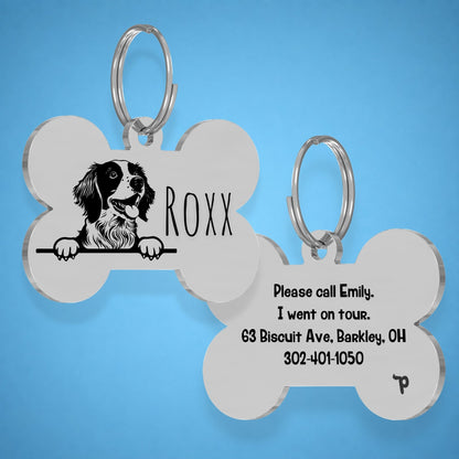 Breed Dog Tag - Brittany Spaniel Unique Dog Tag with Peek-a-Boo Portrait