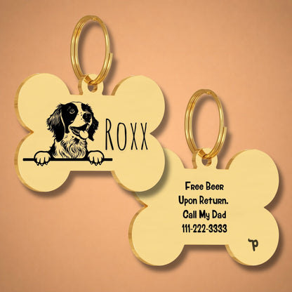 Breed Dog Tag - Brittany Spaniel Unique Dog Tag with Peek-a-Boo Portrait