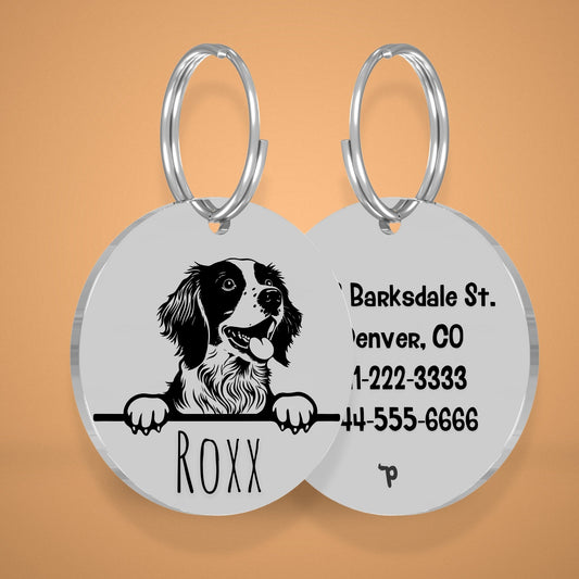 Breed Dog Tag - Brittany Spaniel Unique Dog Tag with Peek-a-Boo Portrait