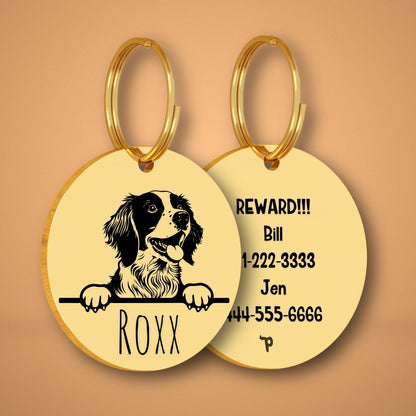 Breed Dog Tag - Brittany Spaniel Unique Dog Tag with Peek-a-Boo Portrait
