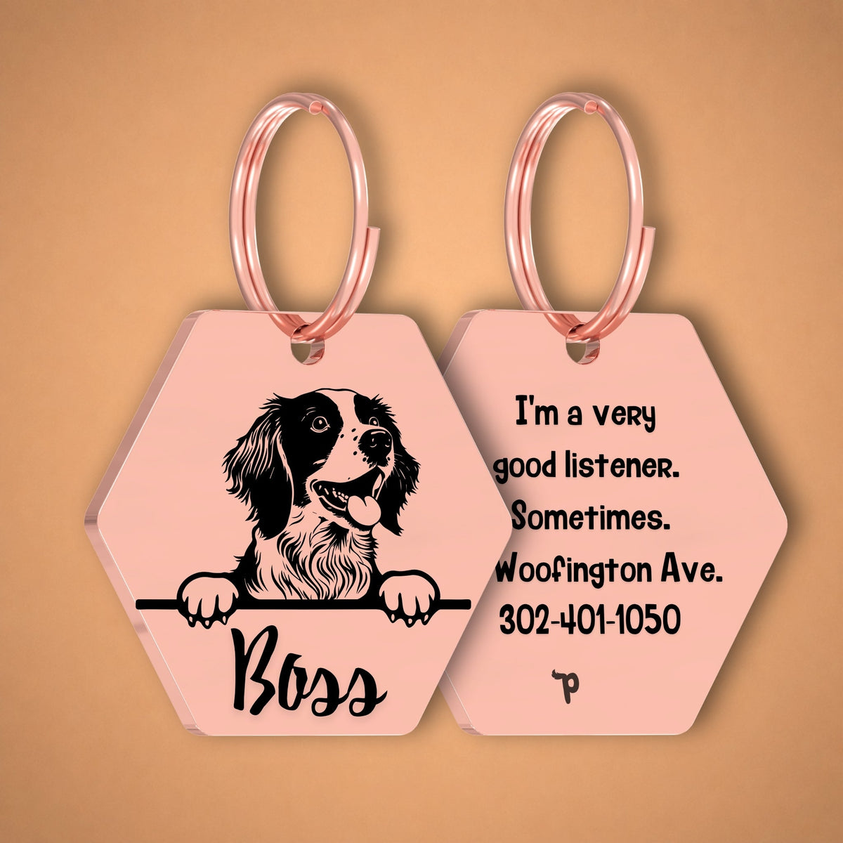 Breed Dog Tag - Brittany Spaniel Unique Dog Tag with Peek-a-Boo Portrait