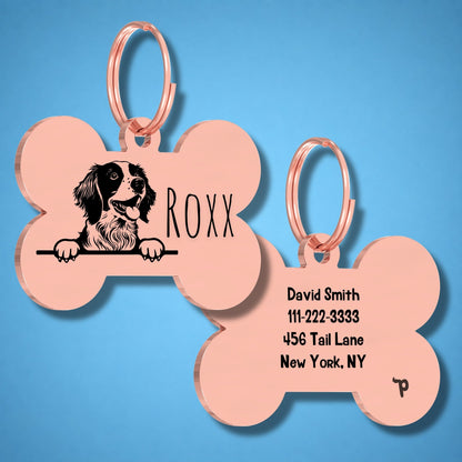 Breed Dog Tag - Brittany Spaniel Unique Dog Tag with Peek-a-Boo Portrait