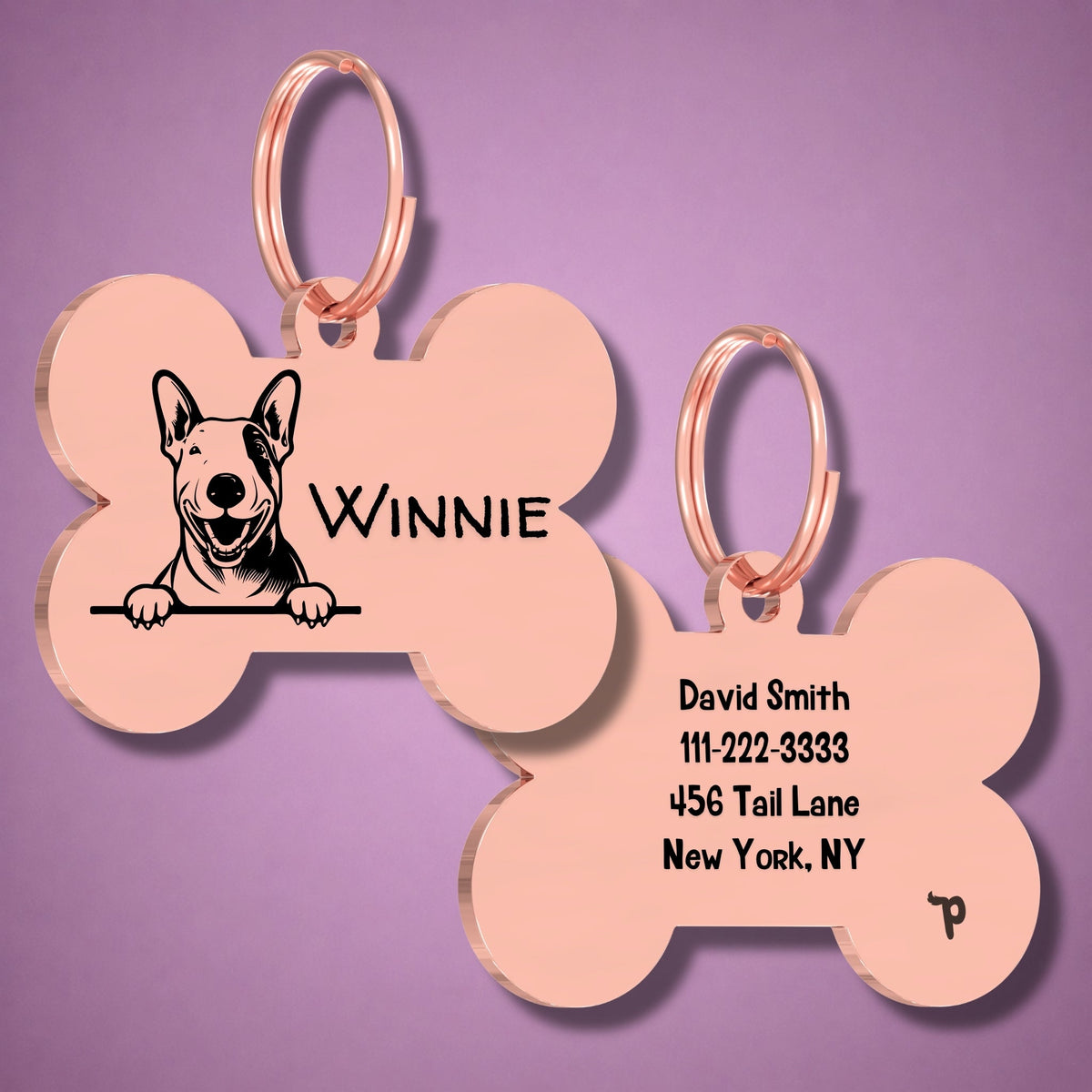 Breed Dog Tag - Bull Terrier Unique Dog Tag with Peek-a-Boo Portrait
