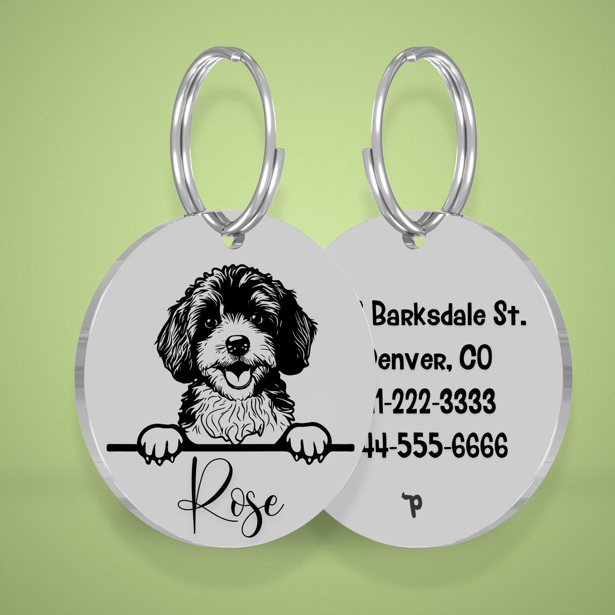 Breed Dog Tag - Cavapoo Unique Dog Tag with Peek-a-Boo Portrait