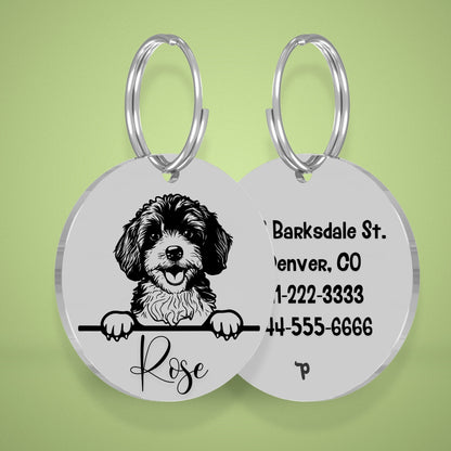 Breed Dog Tag - Cavapoo Unique Dog Tag with Peek-a-Boo Portrait