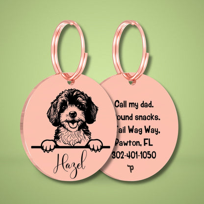 Breed Dog Tag - Cavapoo Unique Dog Tag with Peek-a-Boo Portrait