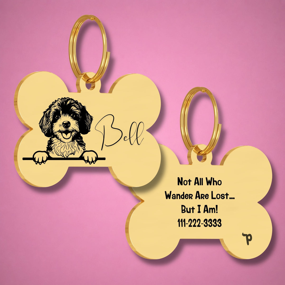 Breed Dog Tag - Cavapoo Unique Dog Tag with Peek-a-Boo Portrait