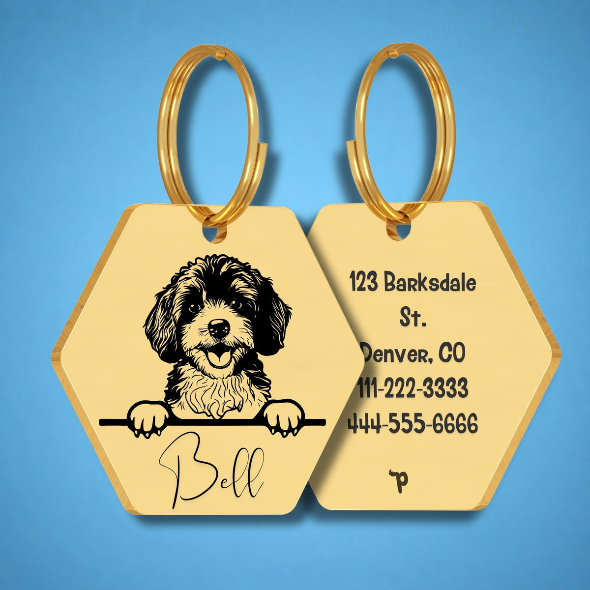 Breed Dog Tag - Cavapoo Unique Dog Tag with Peek-a-Boo Portrait