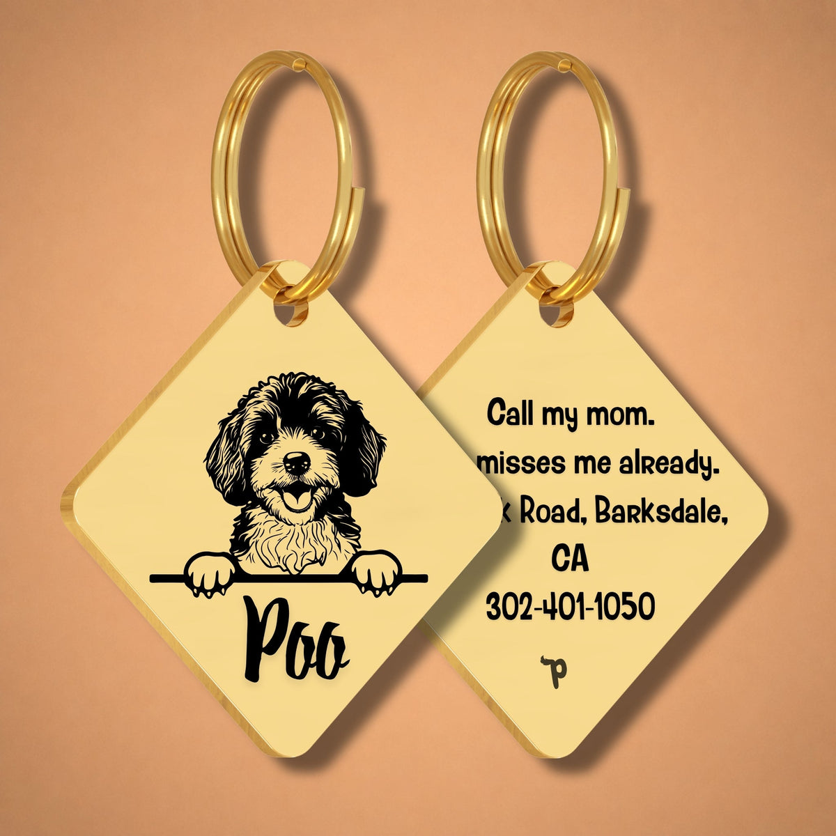 Breed Dog Tag - Cavapoo Unique Dog Tag with Peek-a-Boo Portrait